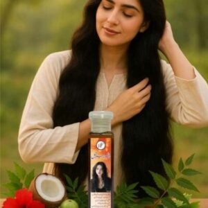 رٹھور ہیئر آئل کی تصویر، Nourishing herbal hair oil bottle, baalon ke liye desi herbal tel