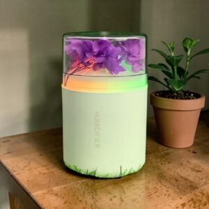 Lavender Flower Humidifier with Multicolor LED Lights – Type-C Air Humidifier Aroma Diffuser